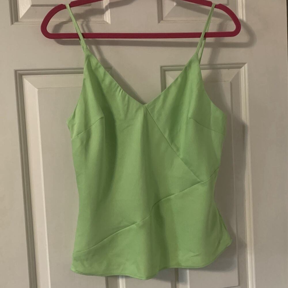 River Island Satin Cami Tank Top Lime Green Womens Size 6 NWT